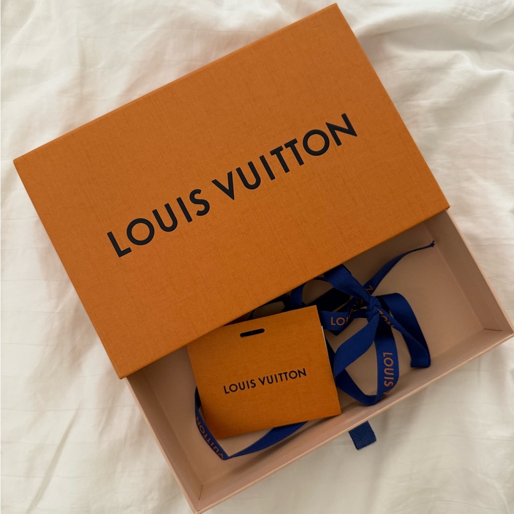 Louis Vuitton Orange Gift Box with Blue Ribbon
